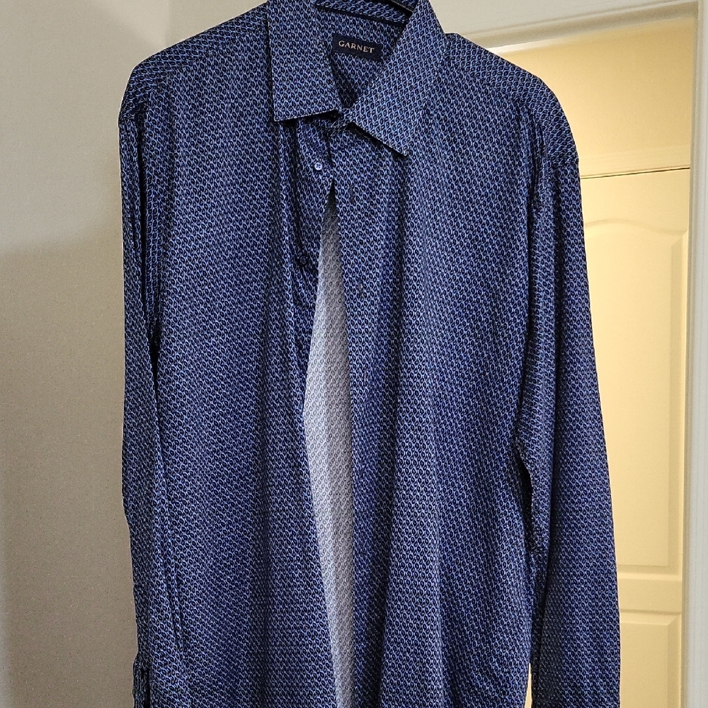 Blue Patterned Men's Dress Shirt